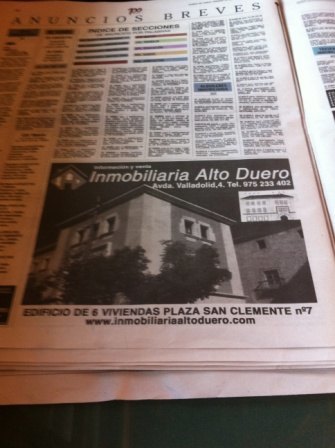 Inmobiliaria Alto Duero en el Diario de Soria